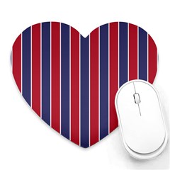 Large Red White And Blue Usa Memorial Day Holiday Pinstripe Heart Mousepads by PodArtist