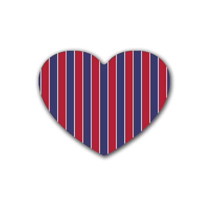 Large Red White and Blue USA Memorial Day Holiday Pinstripe Rubber Coaster (Heart) 