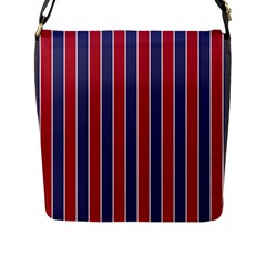 Large Red White And Blue Usa Memorial Day Holiday Pinstripe Flap Messenger Bag (l)  by PodArtist