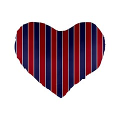 Large Red White And Blue Usa Memorial Day Holiday Pinstripe Standard 16  Premium Flano Heart Shape Cushions by PodArtist