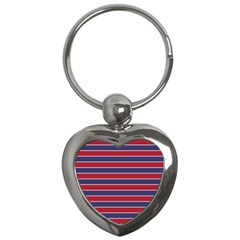 Large Red White And Blue Usa Memorial Day Holiday Pinstripe Key Chains (heart) 