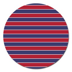 Large Red White And Blue Usa Memorial Day Holiday Pinstripe Magnet 5  (round) by PodArtist