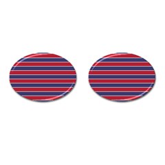 Large Red White And Blue Usa Memorial Day Holiday Pinstripe Cufflinks (oval) by PodArtist