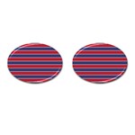 Large Red White and Blue USA Memorial Day Holiday Pinstripe Cufflinks (Oval) Front(Pair)