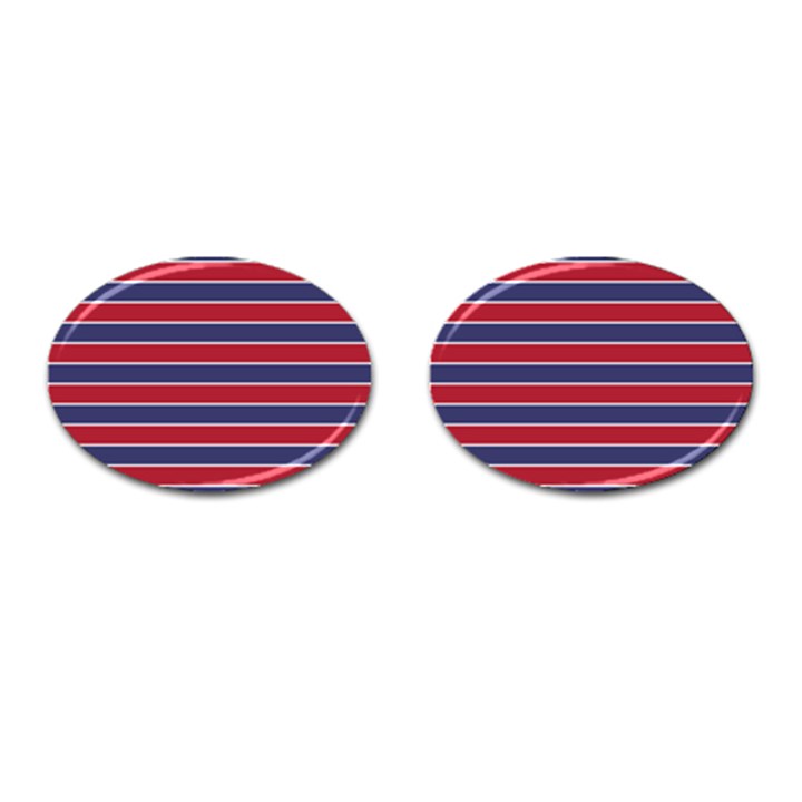 Large Red White and Blue USA Memorial Day Holiday Pinstripe Cufflinks (Oval)