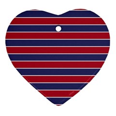 Large Red White And Blue Usa Memorial Day Holiday Pinstripe Heart Ornament (two Sides) by PodArtist