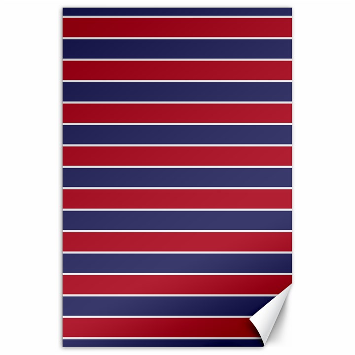 Large Red White and Blue USA Memorial Day Holiday Pinstripe Canvas 20  x 30  