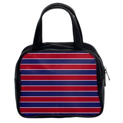 Large Red White And Blue Usa Memorial Day Holiday Pinstripe Classic Handbags (2 Sides) by PodArtist