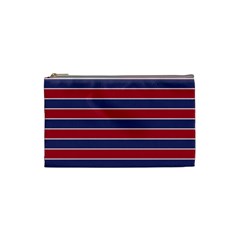 Large Red White And Blue Usa Memorial Day Holiday Pinstripe Cosmetic Bag (small)  by PodArtist