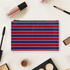 Large Red White And Blue Usa Memorial Day Holiday Pinstripe Cosmetic Bag (medium)  by PodArtist