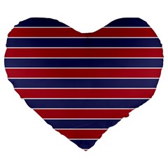 Large Red White And Blue Usa Memorial Day Holiday Pinstripe Large 19  Premium Heart Shape Cushions by PodArtist