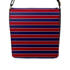 Large Red White And Blue Usa Memorial Day Holiday Pinstripe Flap Messenger Bag (l)  by PodArtist