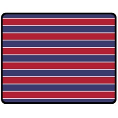 Large Red White And Blue Usa Memorial Day Holiday Pinstripe Double Sided Fleece Blanket (medium)  by PodArtist