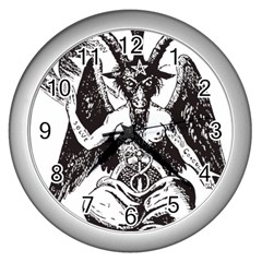 Devil Baphomet Occultism Wall Clocks (silver) 