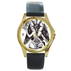 Devil Baphomet Occultism Round Gold Metal Watch by Sapixe