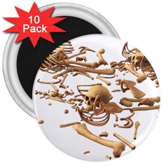 Skull Bone Skeleton Bones 3  Magnets (10 Pack)  by Sapixe