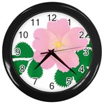 Rose Flower Briar Pink Flowers Wall Clocks (Black) Front