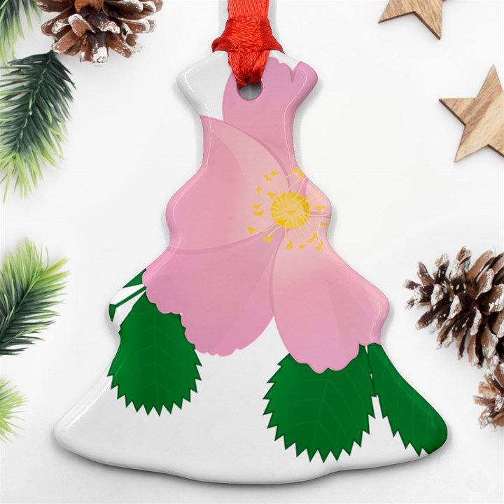 Rose Flower Briar Pink Flowers Christmas Tree Ornament (Two Sides)