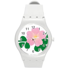 Rose Flower Briar Pink Flowers Round Plastic Sport Watch (m) by Sapixe