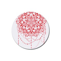 Mandala Pretty Design Pattern Rubber Round Coaster (4 Pack)  by Sapixe