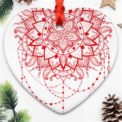 Mandala Pretty Design Pattern Heart Ornament (two Sides) by Sapixe