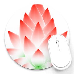 Lotus Flower Blossom Abstract Round Mousepads by Sapixe