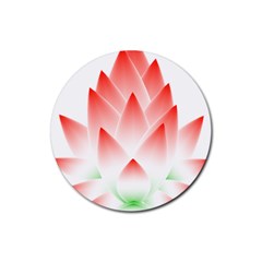 Lotus Flower Blossom Abstract Rubber Coaster (round)  by Sapixe