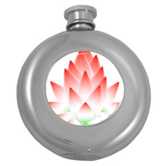 Lotus Flower Blossom Abstract Round Hip Flask (5 Oz) by Sapixe