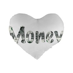 Word Money Million Dollar Standard 16  Premium Heart Shape Cushions by Sapixe