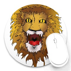 Lion Animal Roar Lion S Mane Comic Round Mousepads by Sapixe