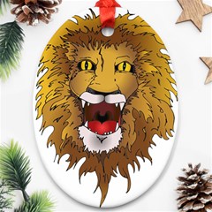 Lion Animal Roar Lion S Mane Comic Ornament (oval) by Sapixe