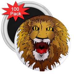 Lion Animal Roar Lion S Mane Comic 3  Magnets (100 Pack) by Sapixe