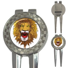 Lion Animal Roar Lion S Mane Comic 3-in-1 Golf Divots by Sapixe