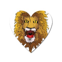 Lion Animal Roar Lion S Mane Comic Heart Magnet by Sapixe