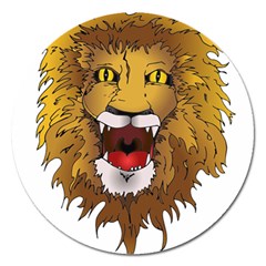 Lion Animal Roar Lion S Mane Comic Magnet 5  (round) by Sapixe