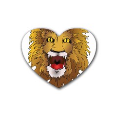 Lion Animal Roar Lion S Mane Comic Rubber Coaster (heart)  by Sapixe