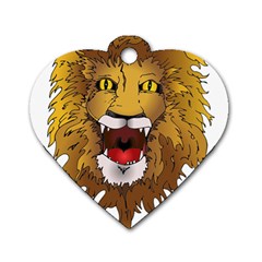 Lion Animal Roar Lion S Mane Comic Dog Tag Heart (two Sides) by Sapixe