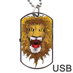 Lion Animal Roar Lion S Mane Comic Dog Tag Usb Flash (one Side) by Sapixe