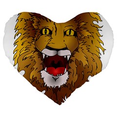 Lion Animal Roar Lion S Mane Comic Large 19  Premium Flano Heart Shape Cushions by Sapixe