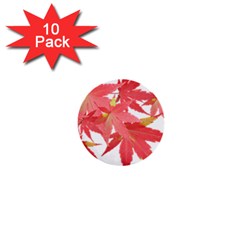 Leaves Maple Branch Autumn Fall 1  Mini Buttons (10 Pack) 