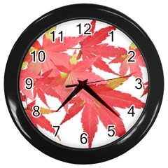 Leaves Maple Branch Autumn Fall Wall Clocks (black) by Sapixe