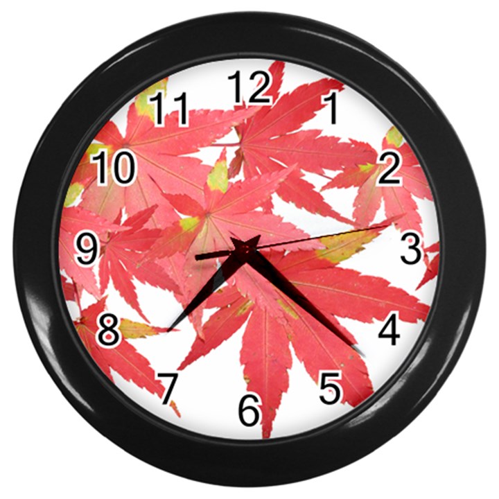 Leaves Maple Branch Autumn Fall Wall Clocks (Black)