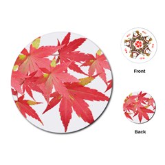 Leaves Maple Branch Autumn Fall Playing Cards (round)  by Sapixe