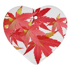 Leaves Maple Branch Autumn Fall Heart Ornament (two Sides) by Sapixe