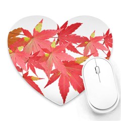 Leaves Maple Branch Autumn Fall Heart Mousepads by Sapixe