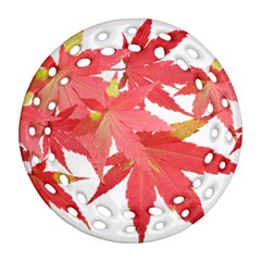 Leaves Maple Branch Autumn Fall Ornament (round Filigree)