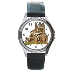 Ruin Monastery Abbey Gothic Whitby Round Metal Watch by Sapixe