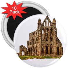 Ruin Monastery Abbey Gothic Whitby 3  Magnets (10 Pack)  by Sapixe