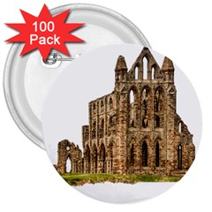 Ruin Monastery Abbey Gothic Whitby 3  Buttons (100 Pack)  by Sapixe