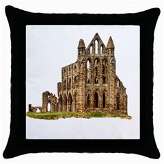 Ruin Monastery Abbey Gothic Whitby Throw Pillow Case (black) by Sapixe